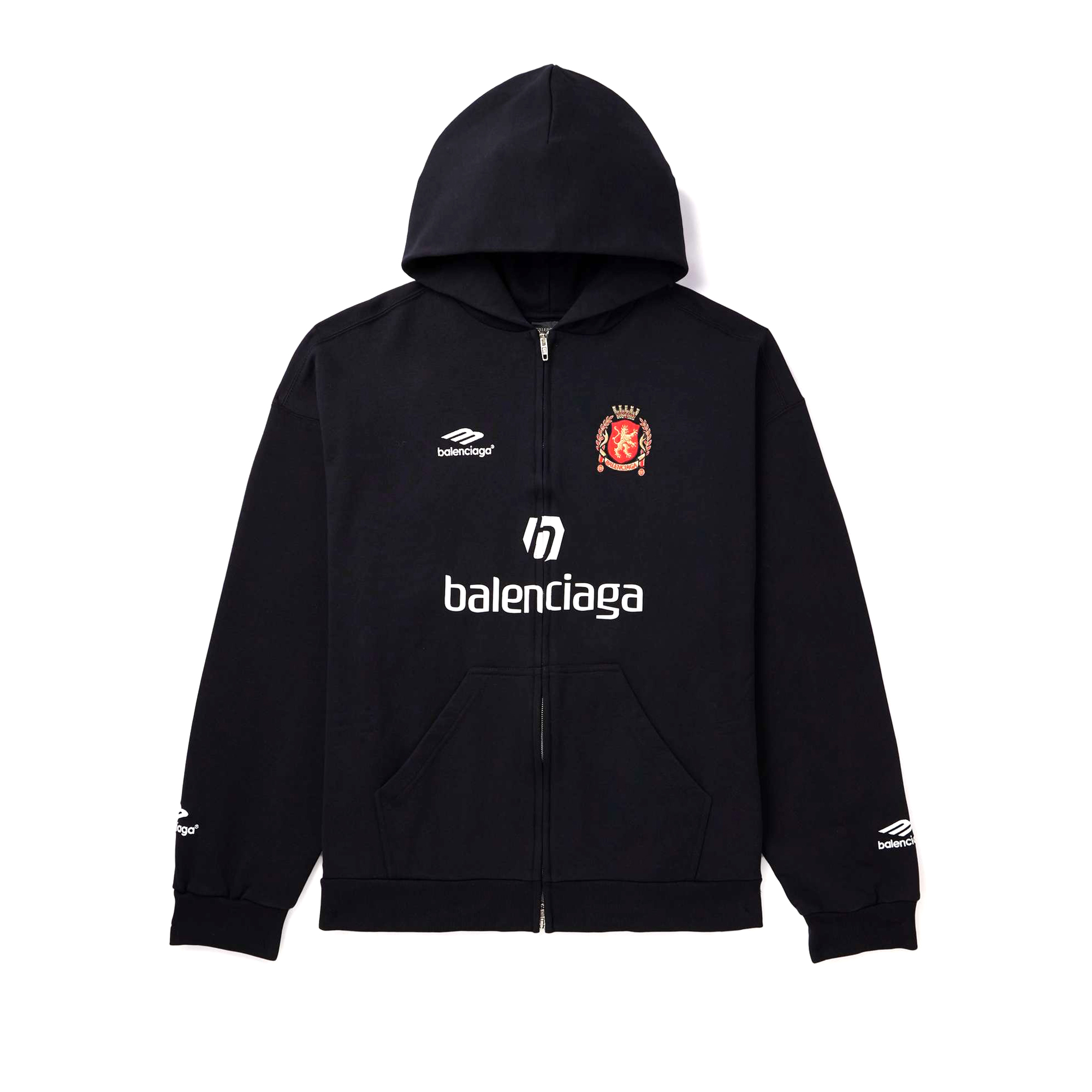 Soccer Oversized Logo-Detailed Cotton-Jersey Zip-Up Hoodie