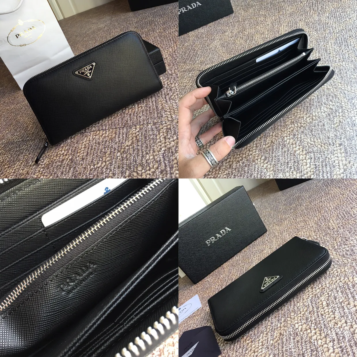 Saffiano Triangle Zip Around Wallet