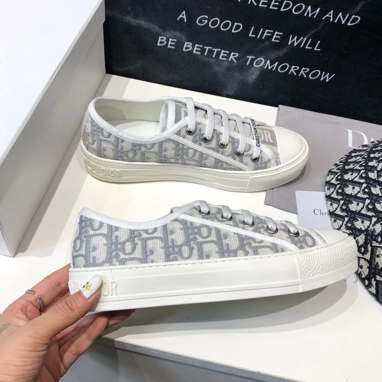 Walk'N'D Embroidered Canvas Low Sneakers