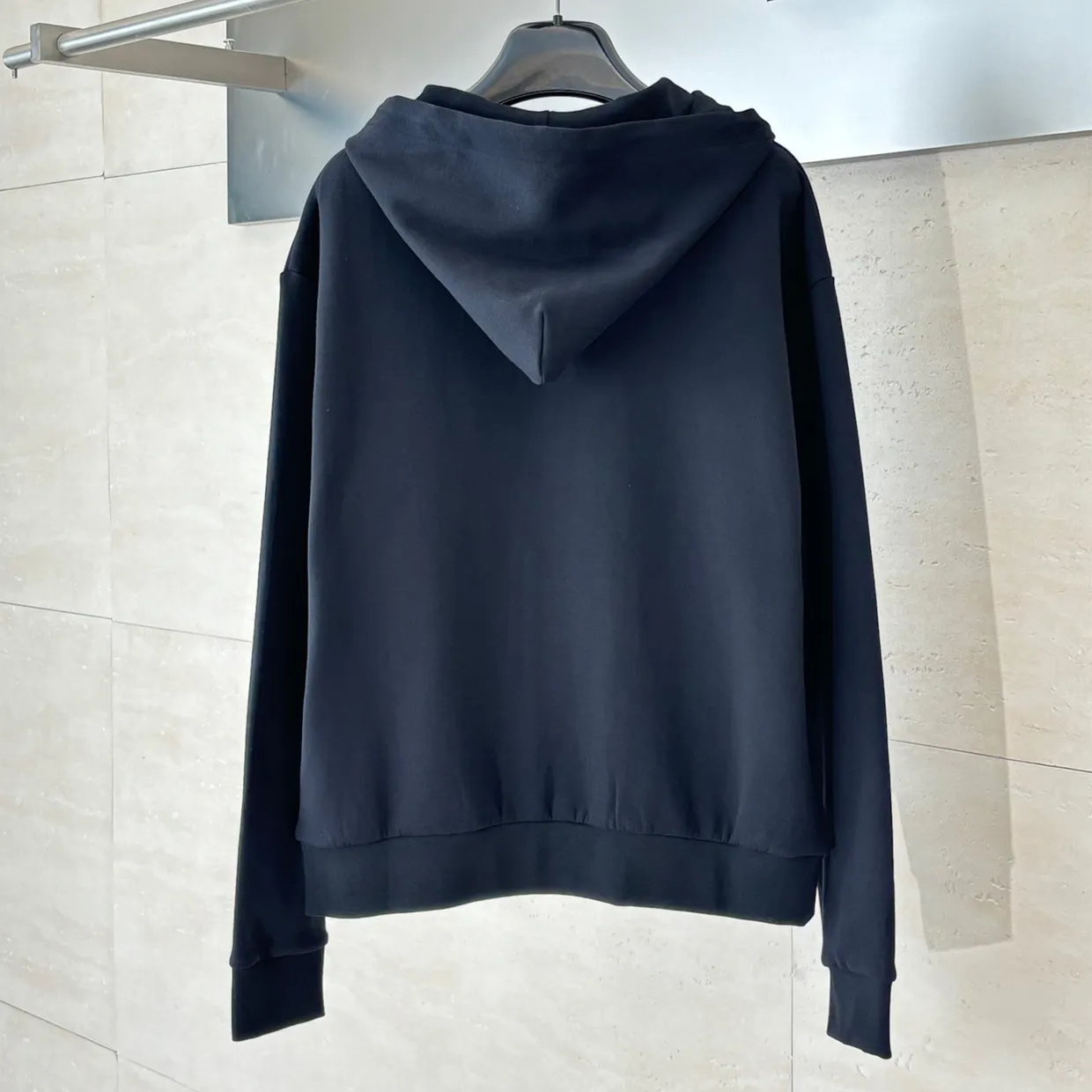 Embroidered Zipped Jersey Hoodie