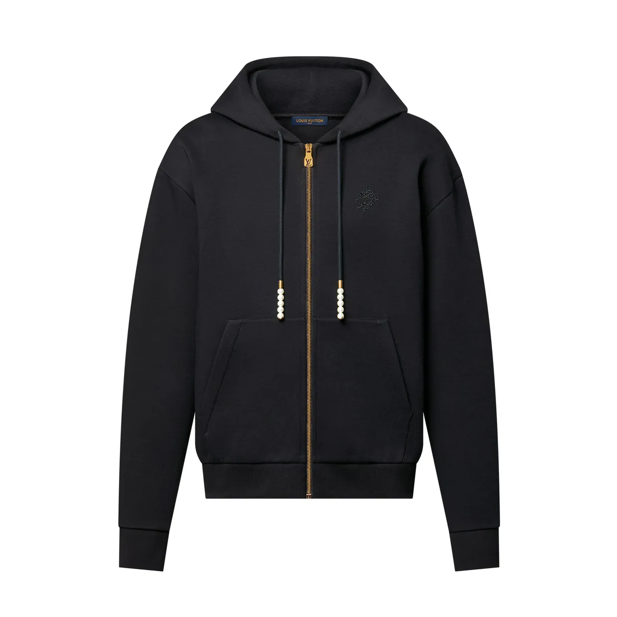 Embroidered Zipped Jersey Hoodie
