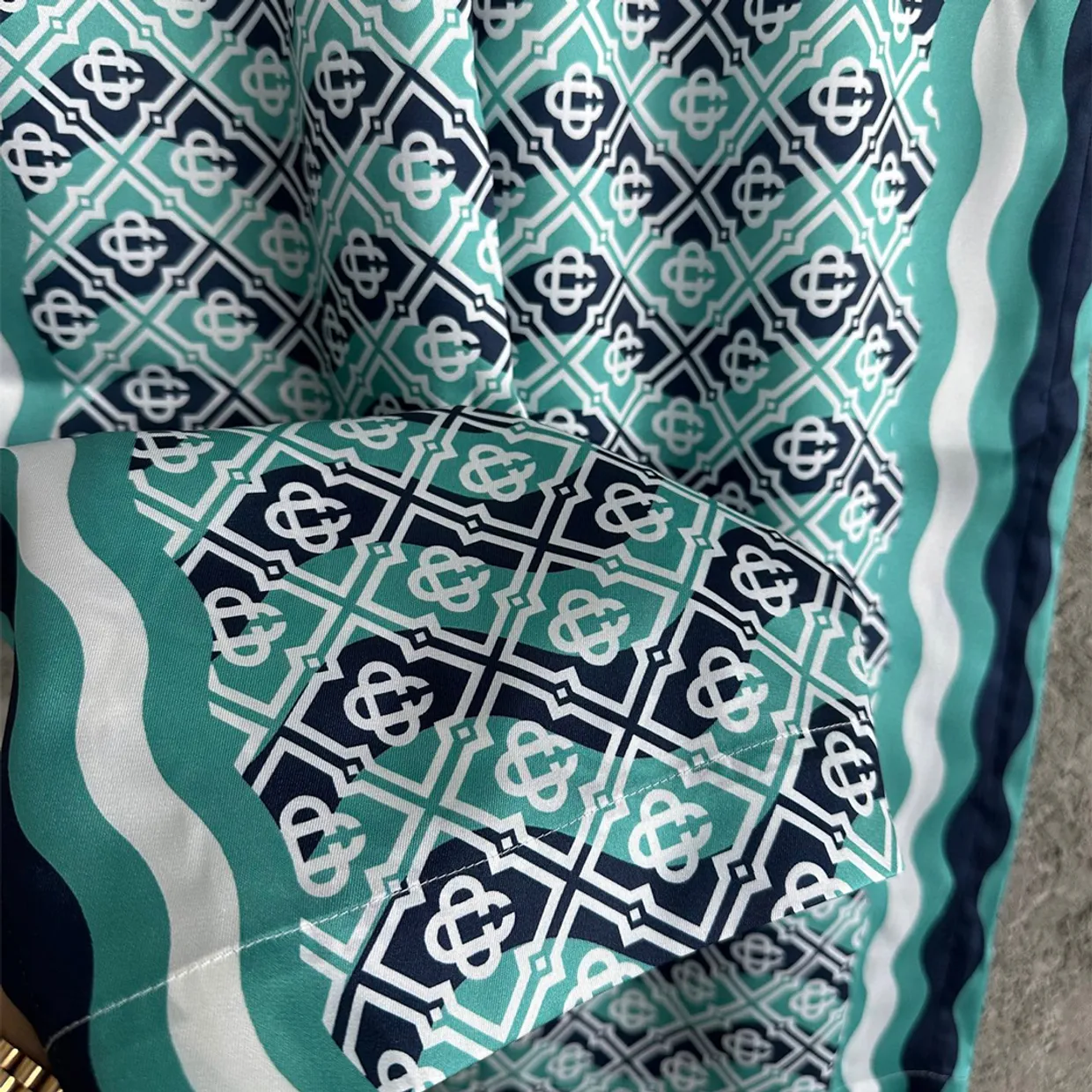 Monogram Wave Silk Trousers