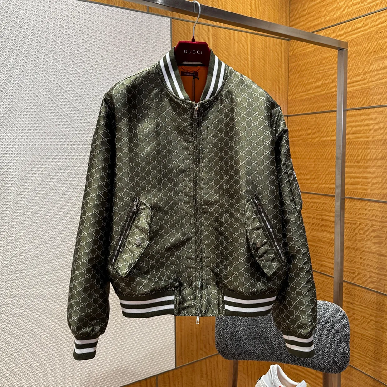 Cotton Jacquard Jacket with GG Shadow