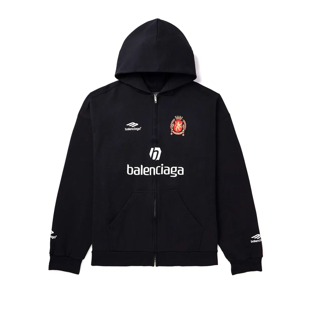 Soccer Oversized Logo-Detailed Cotton-Jersey Zip-Up Hoodie