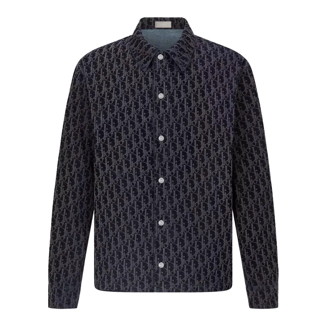  Blue Cotton-Blend Twill with Oblique Print