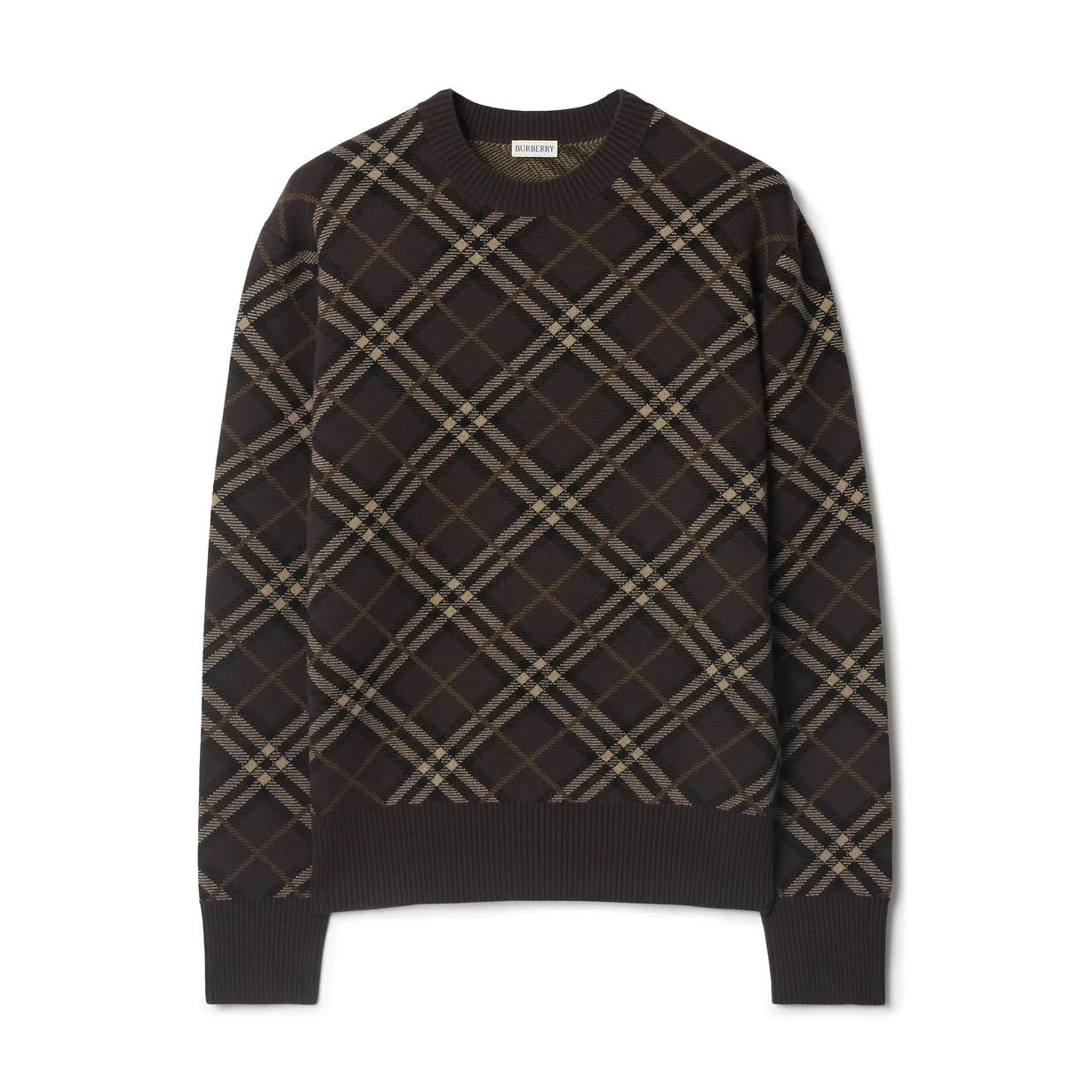 Check Wool Cashmere Blend Sweater