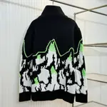 Wool Jacquard Zip Jacket With Intarsia