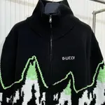 Wool Jacquard Zip Jacket With Intarsia